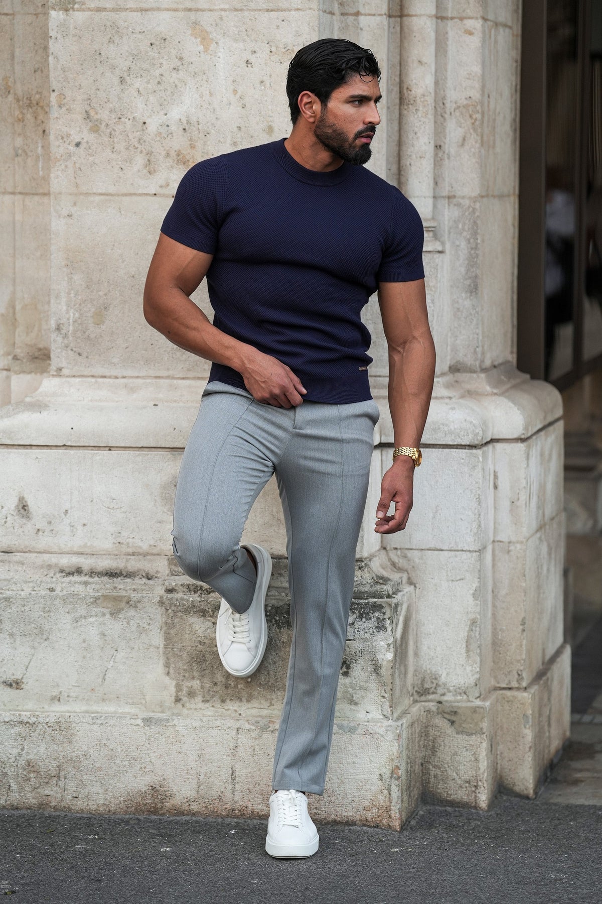 Oryzonwear Men's Tailored Capri Trousers Grey