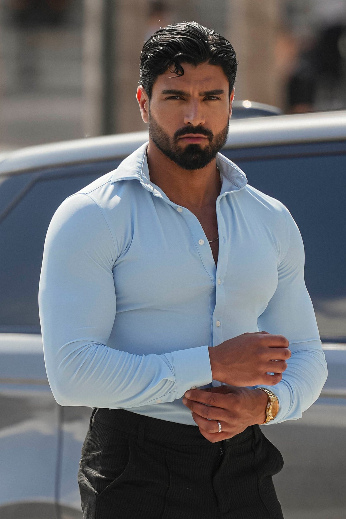 Oryzonwear Men's Dress Shirt Light Blue